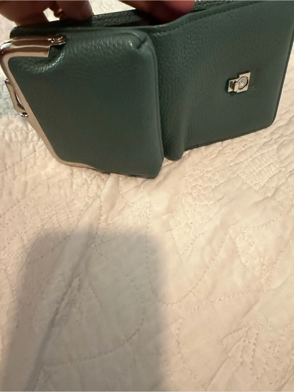 Classic Leather Kiss-Lock Coin Purse - Teal